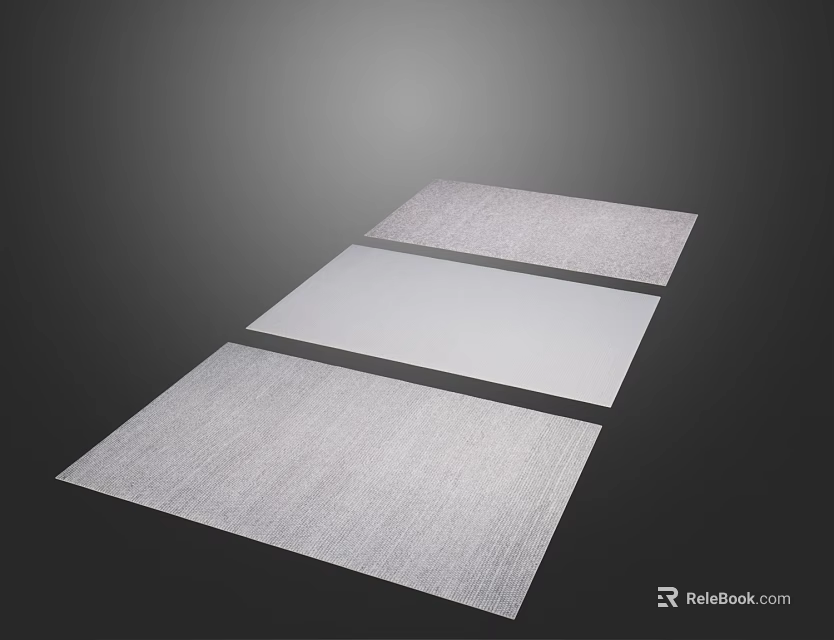 Light Colored Textured Square Rugs Set of Three for Modern Living Room Decor 3d model 