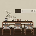 Tea table and chair combination 3d model
