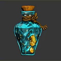 Decorative Blue Glass Bottle With Wooden Cork Rope And Golden Elements For Household Use