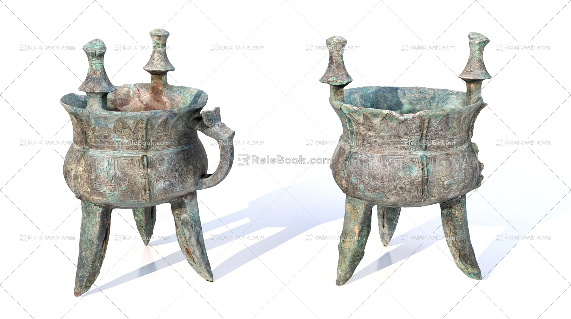 Ancient relics bronze cup 3d model