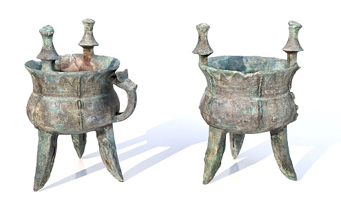 Ancient relics bronze cup 3d model