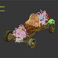 Vintage Race Car Covered With Green Plants And Colorful Body Graphics