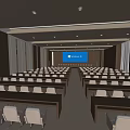 Modern Conference Room With Large Windows 11 Screen Arranged Chairs And Wooden Walls