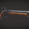 Antique Flintlock Pistol With Wooden Stock Metal Barrel And Vintage Weapon Design