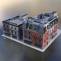 Detached Villa With Red Brick Exterior Green Roof And Gray Facade Design