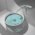 Modern Bathroom Sink With Intricate Lotus Patterns And Clear Water Reflection