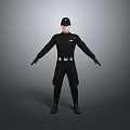 Fictional Character In Black Uniform With Hat Standing Arms Outstretched Pose