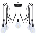 Modern Black Frame Chandelier With Clear Filament Bulbs For Home Lighting