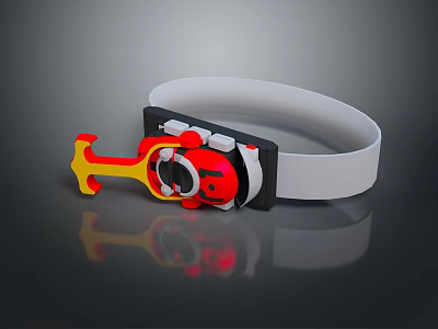 Cute White Bracelet With Red Yellow Decorations And Cartoon Design Elements 3d model