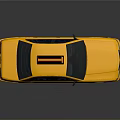 Yellow Classic Taxi Car With Shiny Exterior Roof Light And Black Wheels