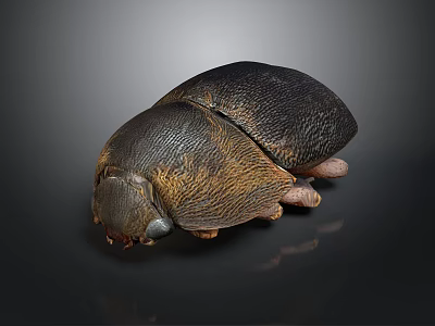 Shiny Black And Brown Beetle With Textured Exoskeleton On Dark Surface 3d model