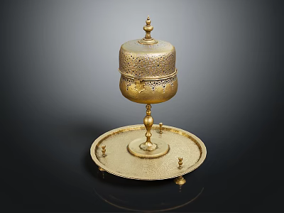 Luxurious Golden Coffee Table Featuring Intricate Carvings And Elegant Ornate Base Design 3d model