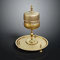 Luxurious Golden Coffee Table Featuring Intricate Carvings And Elegant Ornate Base Design