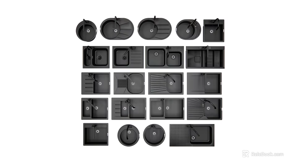Variety Of Kitchen Sinks With Different Designs And Styles For Modern Kitchens 3d model 