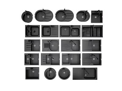 Variety Of Kitchen Sinks With Different Designs And Styles For Modern Kitchens 3d model