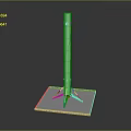 White Space Rocket Model Displayed On Square Launch Platform With Stable Base 3d model