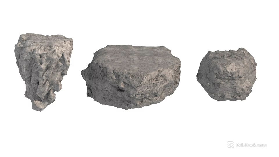 Natural Rockery Stones With Various Shapes And Textures For Garden Decoration 3d model 