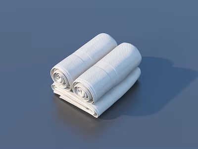 Soft White Rolled Towels With Textured Design For Daily Household Use 3d model