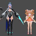 Game And Movie Characters With Colorful Costumes Diverse Hairstyles And Unique Weapons