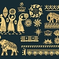 Indian Elements Egyptian Elements Elephant Southeast Asian Ethnic Style Silhouette Paper-cut Wall Decoration Decorative Elements Symbol Icon 3d model