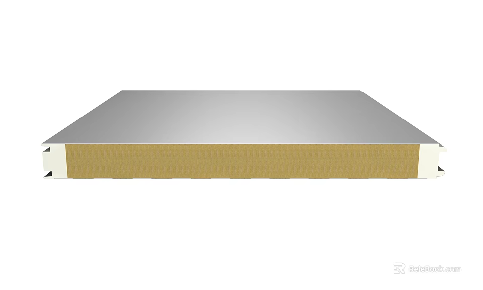 Composite Building Panel With Gray Surface Yellow Core And White Edge For Construction 3d model