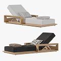 Stylish Lounge Chair With Wooden Frame Black White Cushions Pillow And Towel