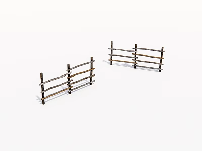 Rustic Wooden Fence Structure With Horizontal And Vertical Planks For Outdoor Use 3d model