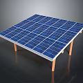 Solar Panel Array Setup With Blue Cells And Orange Support Legs