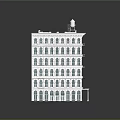 Classical White Multistory Urban Building Complex With Columns Tower And Windows 3d model