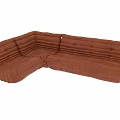 Brown Leather L-shaped Sofa Set with Pleated Design and Retro Style