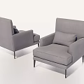 Modern Gray Single Sofa Design With Comfortable Cushion And Metal Legs 3d model