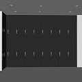 Modern Gray Storage Locker Wall With Multiple Compartments In Indoor Storage Area 3d model