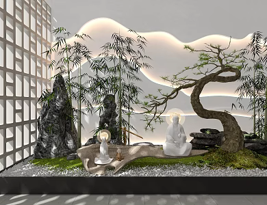 Courtyard landscape sketch 3d model