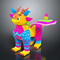Colorful Mythical Creature With Horns Wings And Vibrant Decorative Patterns