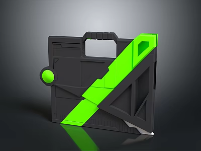 Black Device Structure With Green Geometric Accents Handle And Ball 3d model