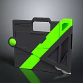 Black Device Structure With Green Geometric Accents Handle And Ball 3d model