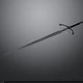 Medieval Decorative Sword With Blue Metal Blade Ornate Guard And Dark Handle