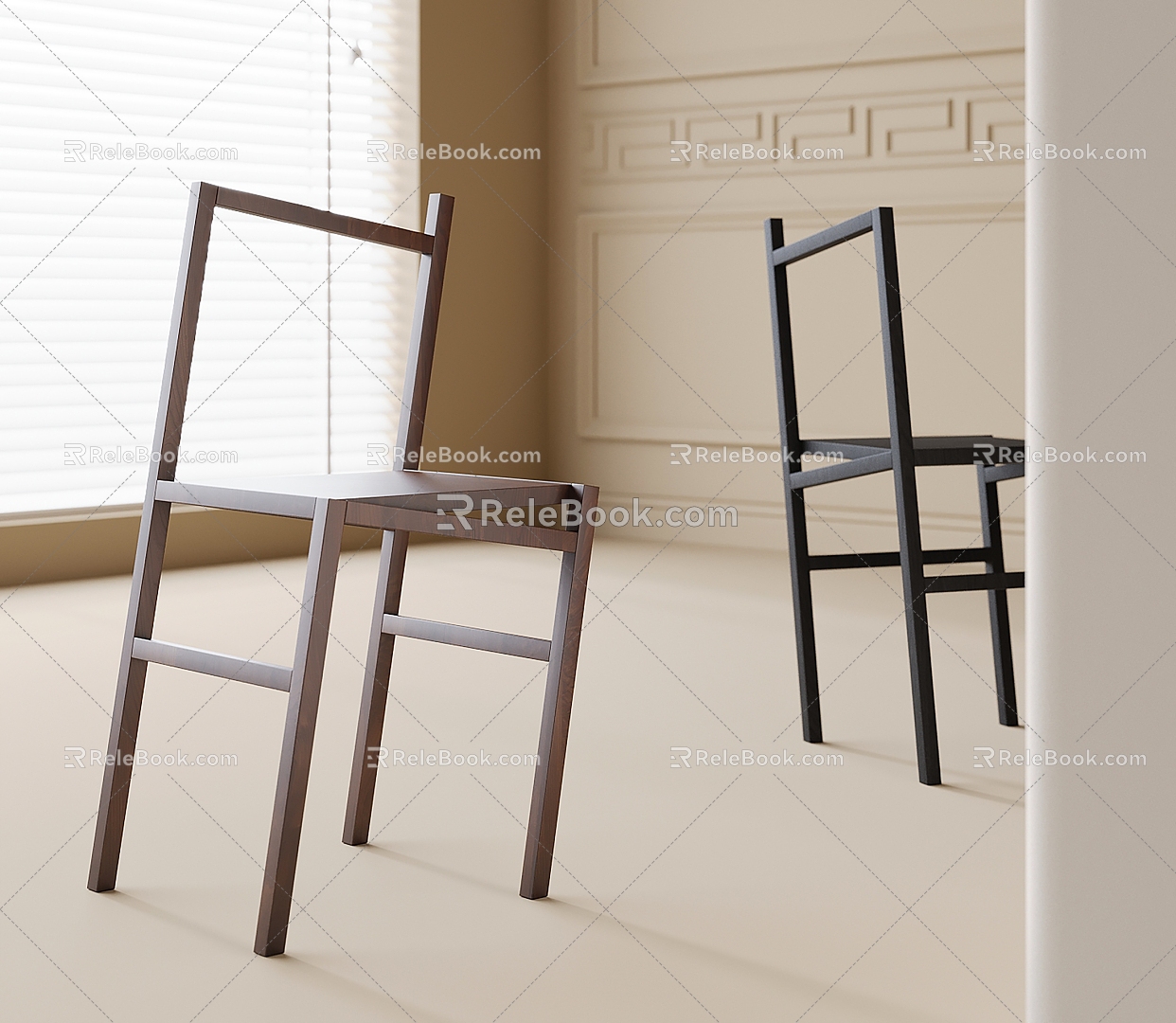 Inclined Single Chair Dining Chair Leisure Chair 3d model