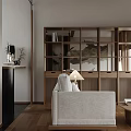 Modern Elegant Living Room Interior With White Sofa Round Coffee Table And Wooden Elements