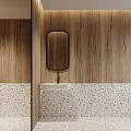 Modern Public Restroom With Terrazzo And Oval Mirrors 3d model