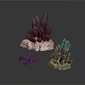 Black Crystal Decorations With Wooden And Stone Bases For Home Decor