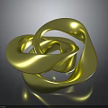 Golden Twisted Loop Sculpture With Smooth Metallic Surface And Abstract Design 3d model