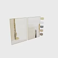 Two Panel Modern Picture Frames With Abstract Art Beige Gold Black Brushstrokes 3d model