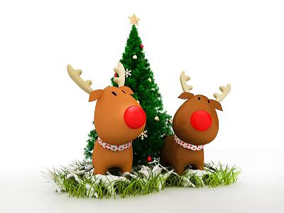 Modern Ornaments Combination Christmas Fawn 3d model Modern Ornaments Combination Christmas Fawn 3d model