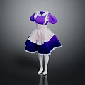 Purple Maid Costume With White Apron Long Socks And White Shoes