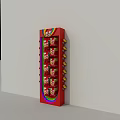 Red Display Shelf With Rainbow Sign And Multiple Candy Products On Retail Stand 3d model