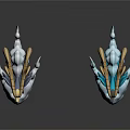 3D Animal Models With Golden Antlers White Gray Blue White Fur Standing On White Background