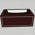 Simple Brown TV Stand With White Trim Placed On Wooden Floor
