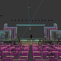 Contemporary Stage Design With Blue Lighting And Audience Seats For Live Performance