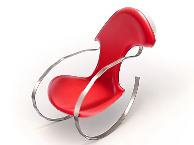 Red Modern Leisure Chair with Metal Frame and Curved Design 3d model